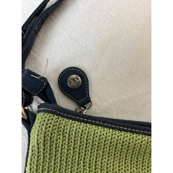 The Sak Original Boho Medium Green Crochet Knit Crossbody Bag Zip Adj. Strap - Picture 3 of 7